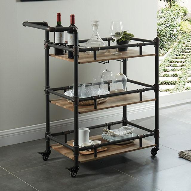 Aylmer Sand Black/Natural Serving Cart - Furniture Stars (Chicago, IL)
