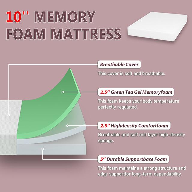 Forsythia 10" Queen Green Tea Gel Memory Foam - Furniture Stars (Chicago, IL)