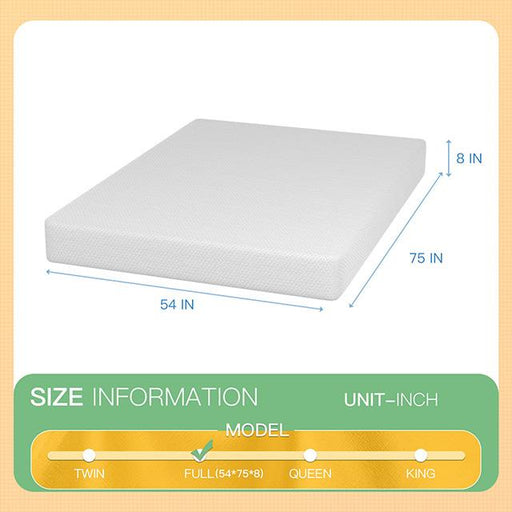 Forsythia 8" Full Green Tea Gel Memory Foam - Furniture Stars (Chicago, IL)