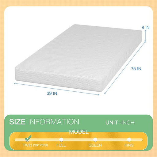 Forsythia 8" Twin Green Tea Gel Memory Foam - Furniture Stars (Chicago, IL)
