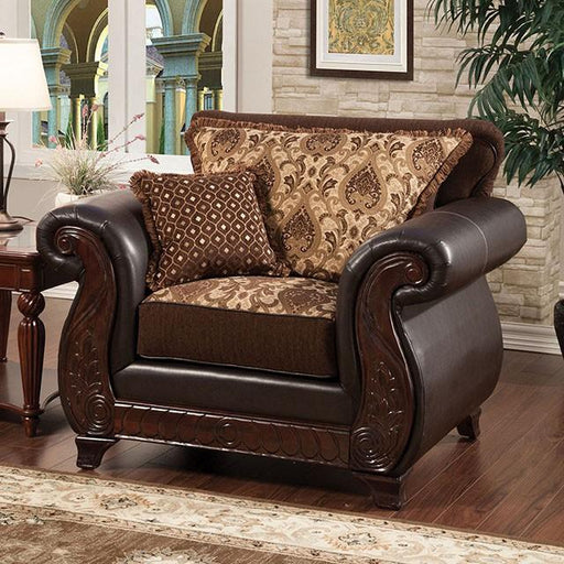 Franklin Dark Brown/Tan Chair With Pu In Brown - Furniture Stars (Chicago, IL)