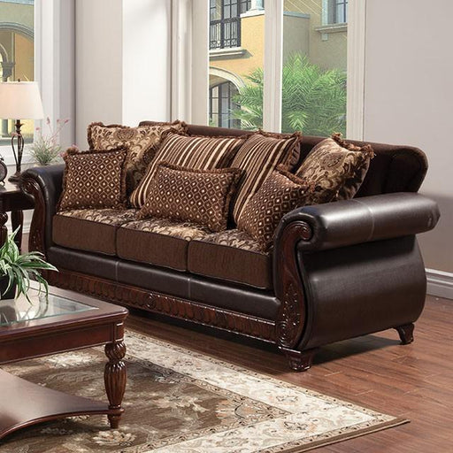 Franklin Dark Brown/Tan Sofa, Dark Brown - Furniture Stars (Chicago, IL)