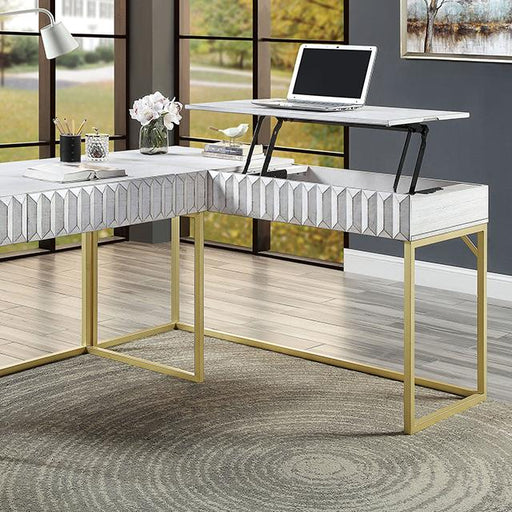 FREIBURG Corner Desk, Antique White - Furniture Stars (Chicago, IL)