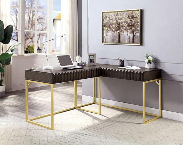 FREIBURG Corner Desk, Walnut - Furniture Stars (Chicago, IL)