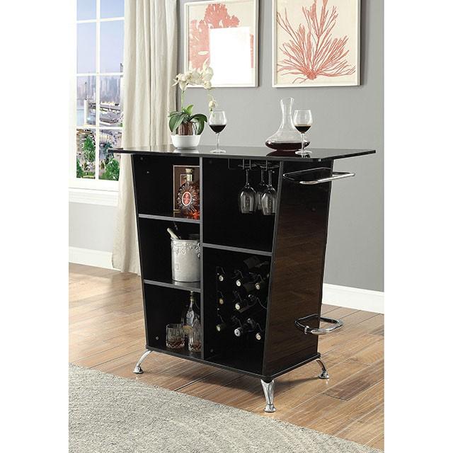 Fuero Black/Chrome Bar Table (K/D) - Furniture Stars (Chicago, IL)
