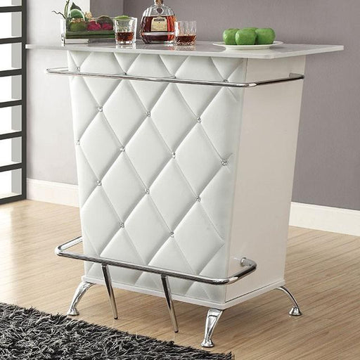 Fuero White/Chrome Bar Table (K/D) - Furniture Stars (Chicago, IL)