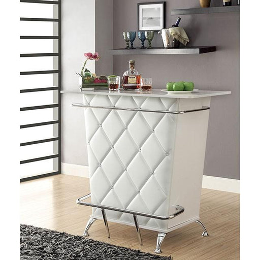 Fuero White/Chrome Bar Table (K/D) - Furniture Stars (Chicago, IL)
