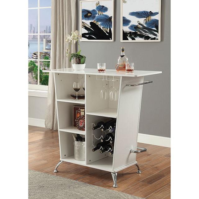 Fuero White/Chrome Bar Table (K/D) - Furniture Stars (Chicago, IL)