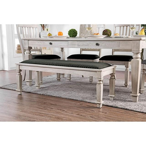 Georgia Antique White/Gray Bench - Furniture Stars (Chicago, IL)