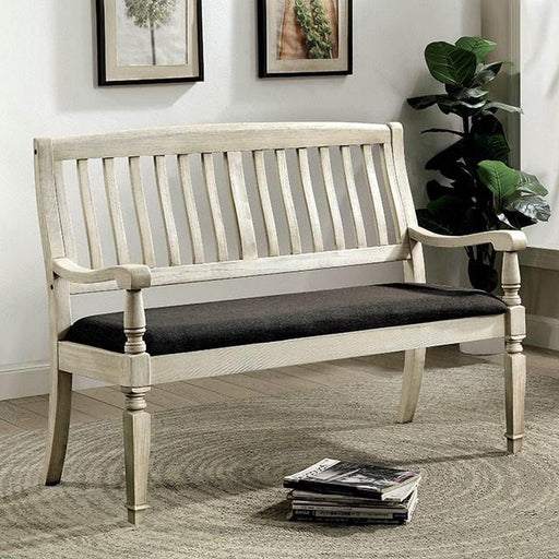 Georgia Antique White/Gray Love Seat Bench - Furniture Stars (Chicago, IL)