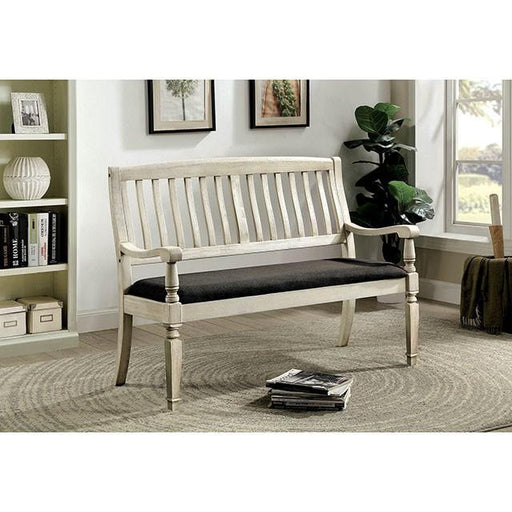 Georgia Antique White/Gray Love Seat Bench - Furniture Stars (Chicago, IL)