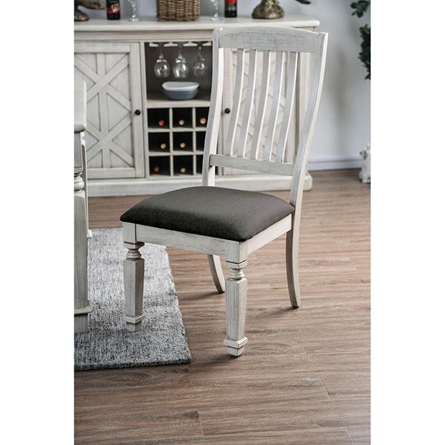 Georgia Antique White/Gray Side Chair (2/CTN) - Furniture Stars (Chicago, IL)