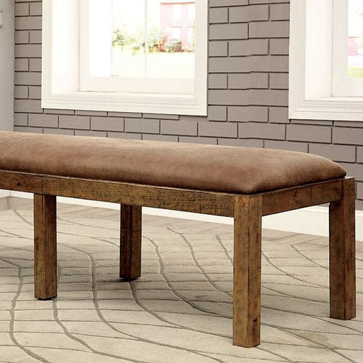 GIANNA Rustic Pine Fabric Bench - Furniture Stars (Chicago, IL)