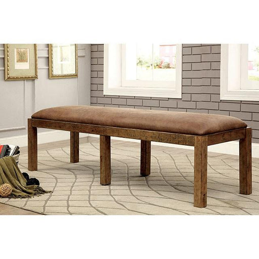 GIANNA Rustic Pine Fabric Bench - Furniture Stars (Chicago, IL)
