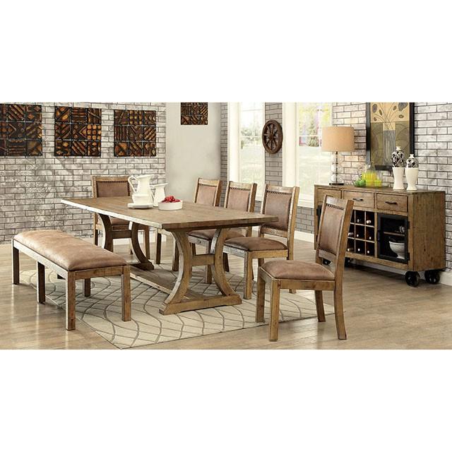 GIANNA Rustic Pine Fabric Bench - Furniture Stars (Chicago, IL)