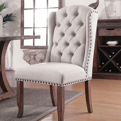 Gianna Rustic Pine/Ivory Wingback Chair (2/CTN) - Furniture Stars (Chicago, IL)