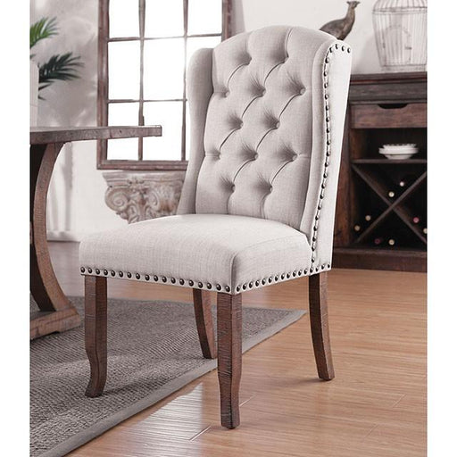 Gianna Rustic Pine/Ivory Wingback Chair (2/CTN) - Furniture Stars (Chicago, IL)