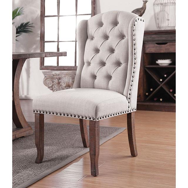 Gianna Rustic Pine/Ivory Wingback Chair (2/CTN) - Furniture Stars (Chicago, IL)