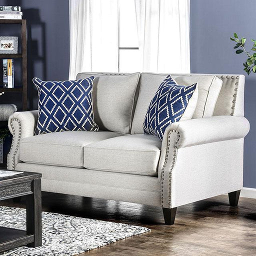 Giovanni Beige/Blue Love Seat - Furniture Stars (Chicago, IL)