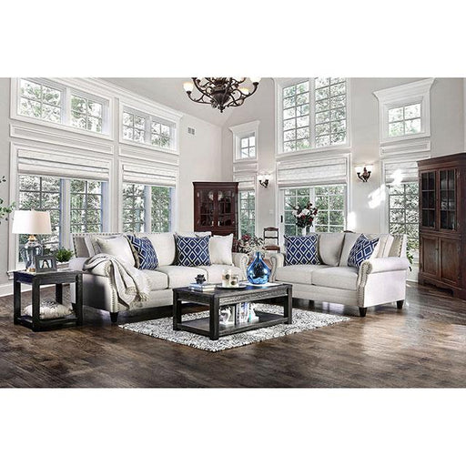 Giovanni Beige/Blue Love Seat - Furniture Stars (Chicago, IL)