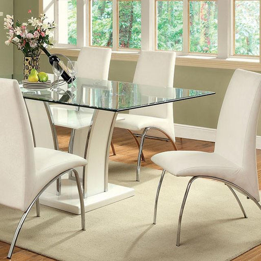 Glenview White/Chrome Dining Table - Furniture Stars (Chicago, IL)