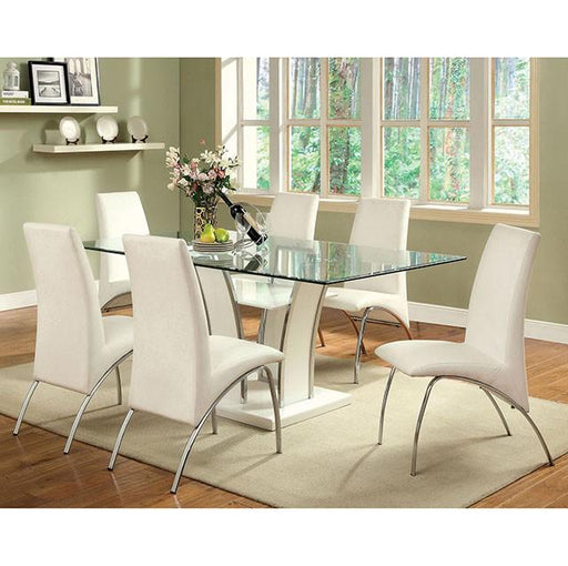Glenview White/Chrome Dining Table - Furniture Stars (Chicago, IL)