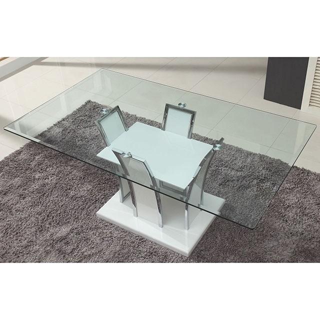 Glenview White/Chrome Dining Table - Furniture Stars (Chicago, IL)