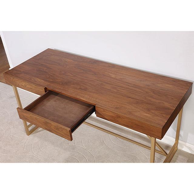 Halstein Light Walnut/Gold Desk - Furniture Stars (Chicago, IL)