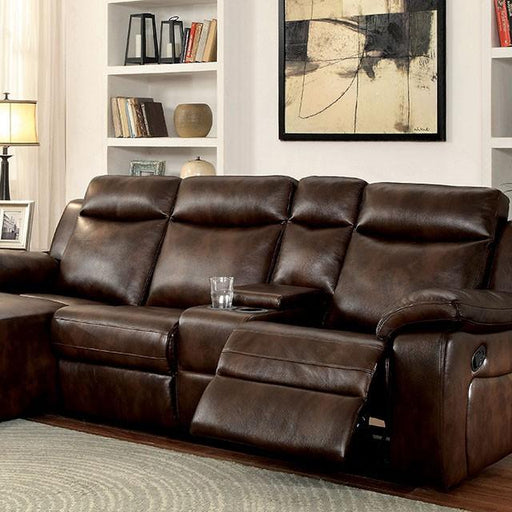Hardy Brown Sectional w/ Console, Brown - Furniture Stars (Chicago, IL)