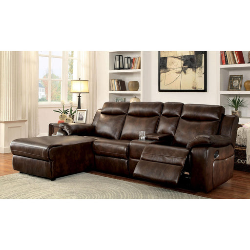 Hardy Brown Sectional w/ Console, Brown - Furniture Stars (Chicago, IL)