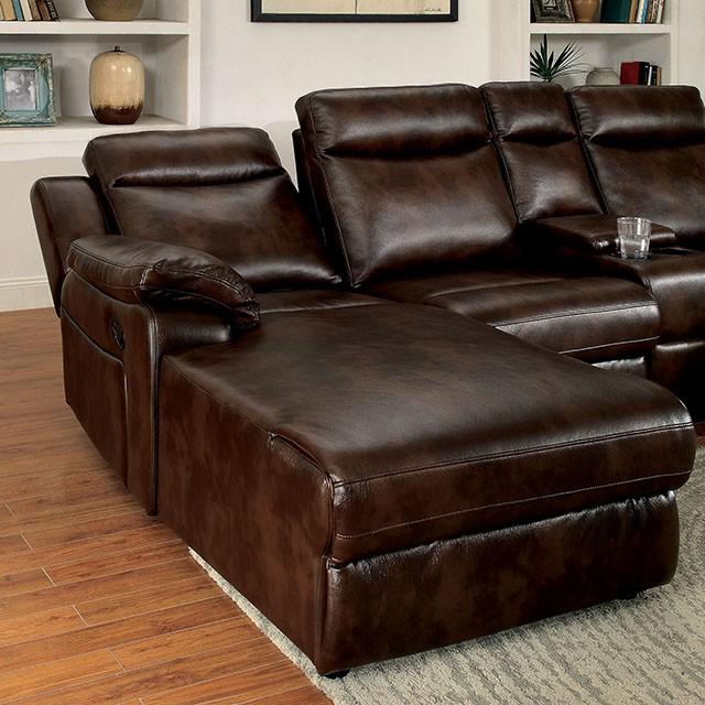 Hardy Brown Sectional w/ Console, Brown - Furniture Stars (Chicago, IL)