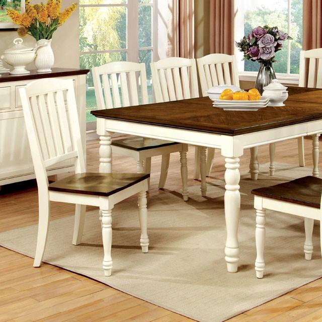 HARRISBURG Vintage White/Dark Oak Dining Table w/ 18" Butterfly Leaf - Furniture Stars (Chicago, IL)