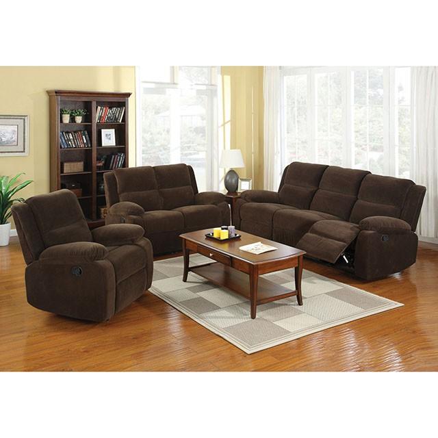 Haven Dark Brown Love Seat w/ 2 Recliners - Furniture Stars (Chicago, IL)