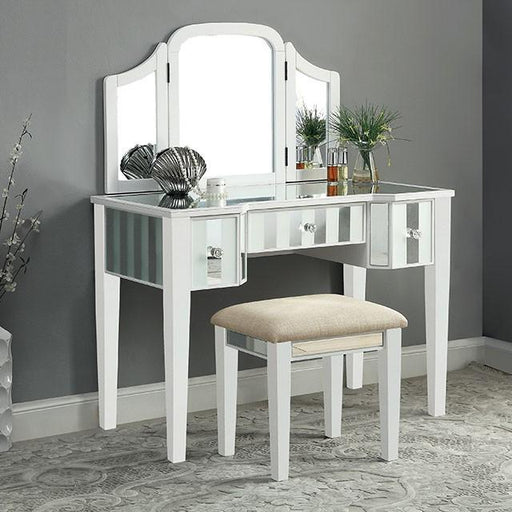 Cyndi White Vanity w/ Stool - Furniture Stars (Chicago, IL)