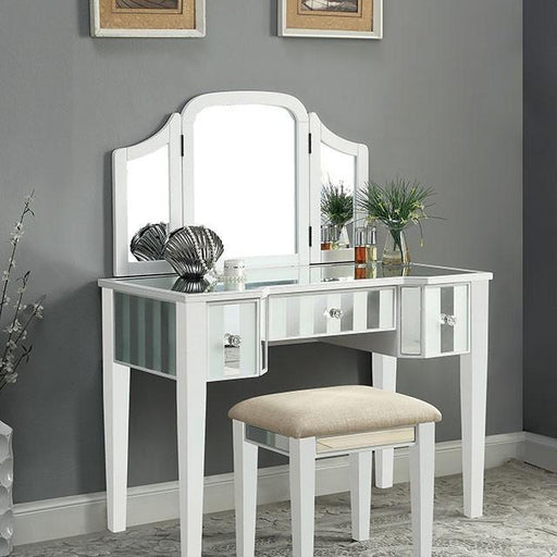 Cyndi White Vanity w/ Stool - Furniture Stars (Chicago, IL)