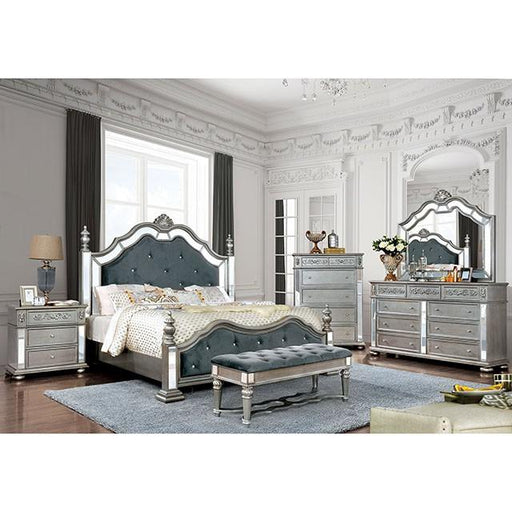 Azha Silver/Gray Cal.King & Queen Bed - Furniture Stars (Chicago, IL)