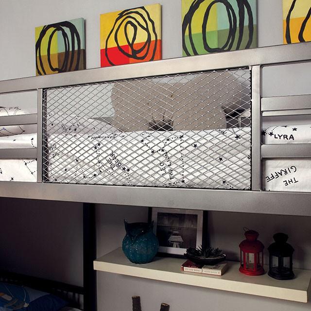 BALLARAT Silver Triple Twin Bunk Bed w/ Desk - Furniture Stars (Chicago, IL)