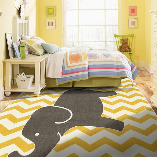 BARON 5' X 8', Area Rug, Elephant, Yellow/Gray - Furniture Stars (Chicago, IL)