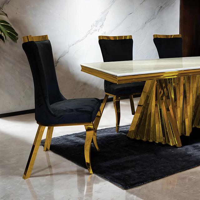 Basilicata 7 Pc Dining Table Set Chrome & Gold 5 - Furniture Stars (Chicago, IL)