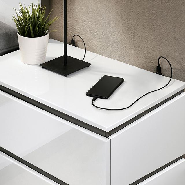 BIRSFELDEN Night Stand w/ USB, White - Furniture Stars (Chicago, IL)