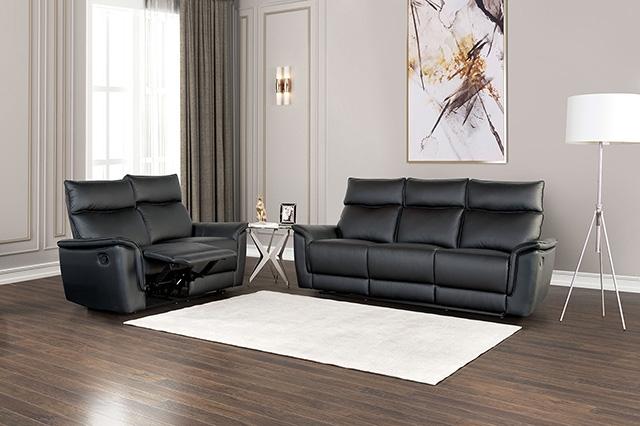 Bienne Sofa Manual Recliner White & Black - Furniture Stars (Chicago, IL)
