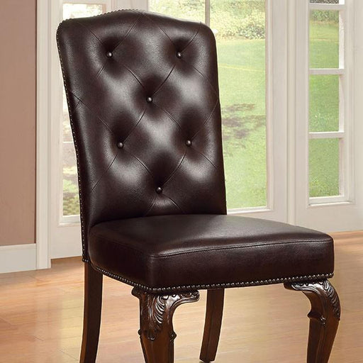 Bellagio Brown Cherry/Pattern Leatherette Side Chair (2/CTN) - Furniture Stars (Chicago, IL)