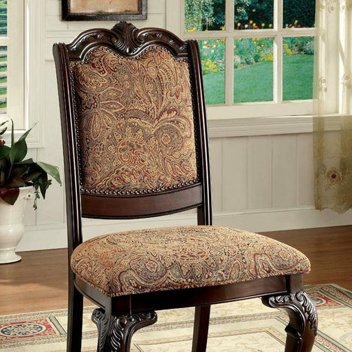 BELLAGIO Brown Cherry/Pattern Fabric Side Chair (2/CTN) - Furniture Stars (Chicago, IL)