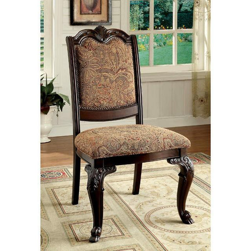 BELLAGIO Brown Cherry/Pattern Fabric Side Chair (2/CTN) - Furniture Stars (Chicago, IL)