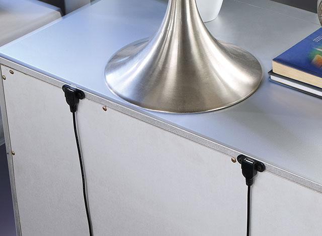 BELLADONNA Night Stand w/ LED & USB, Silver - Furniture Stars (Chicago, IL)