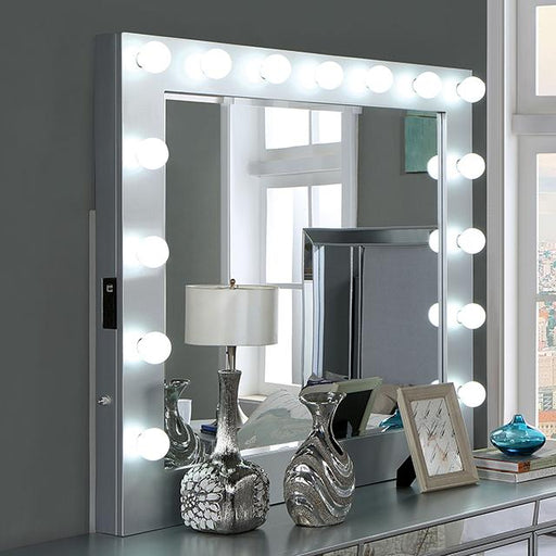BELLADONNA Mirror w/ USB, Power, Light, Silver - Furniture Stars (Chicago, IL)