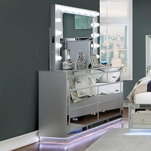 BELLADONNA Dresser w/ LED, Silver - Furniture Stars (Chicago, IL)