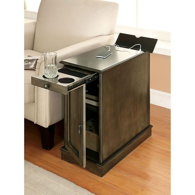 LILITH I Gray Side Table w/ USB - Furniture Stars (Chicago, IL)