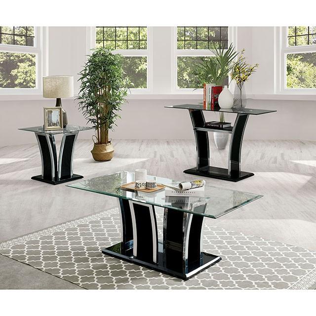 Staten Glossy Black/Chrome End Table - Furniture Stars (Chicago, IL)