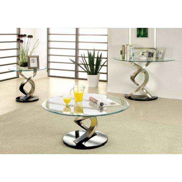 NOVA Satin Plated/Black End Table - Furniture Stars (Chicago, IL)